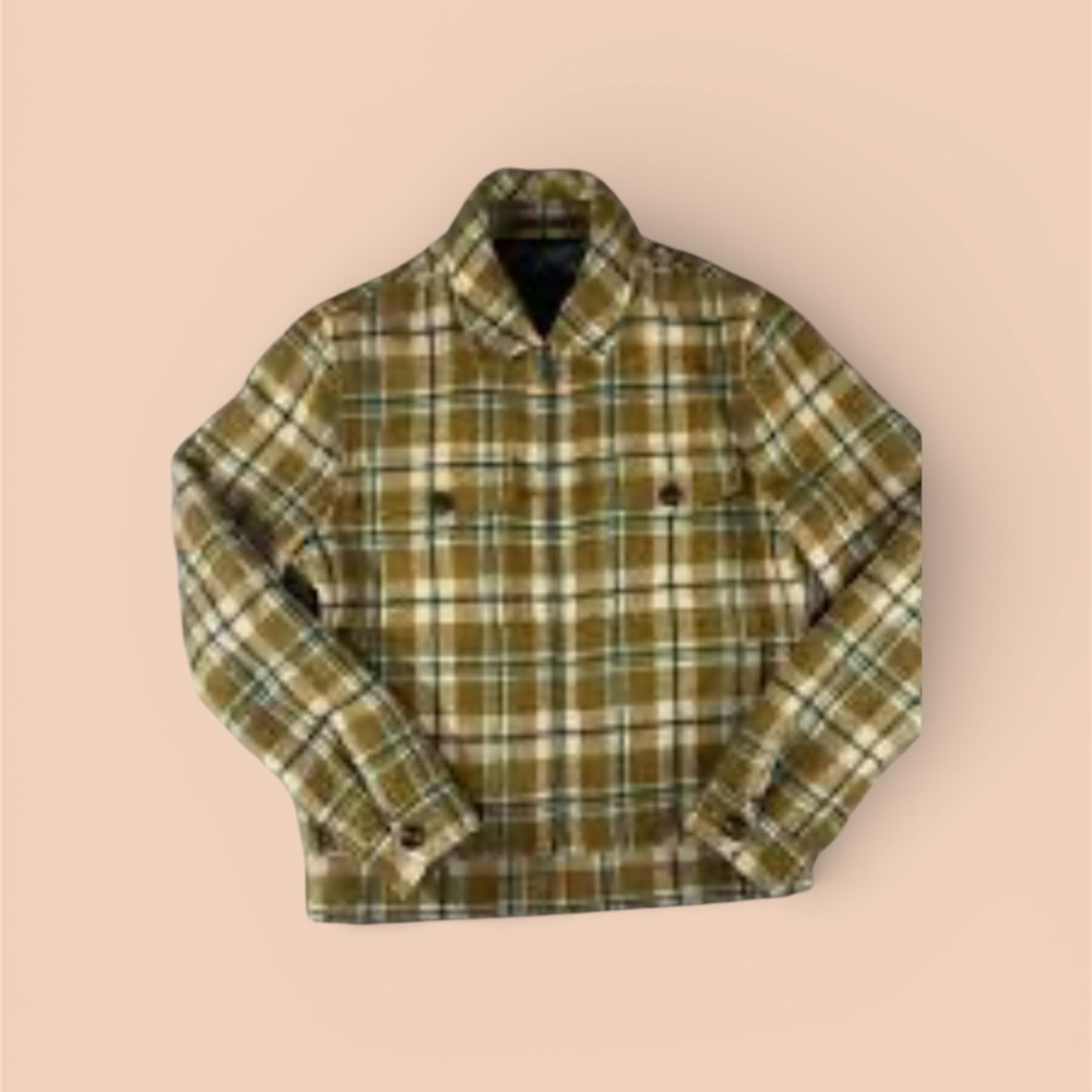 Todd Snyder Wool Bouclé Double Zip Jacket Brown Green Plaid Lined Men’s XL H2F​